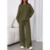 Women's Crew Neck Long Sleeve Loose Fit Sweatshirt and Elastic Waist Wide Leg Pants Two Piece Tracksuit