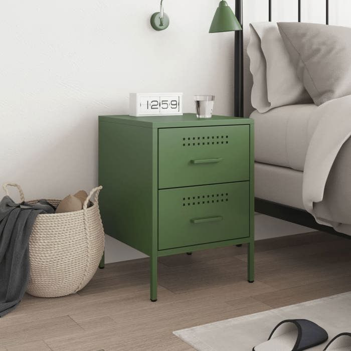 VidaXL Olive Green Bedside Table 36x39x50.5 Cm Steel 842930