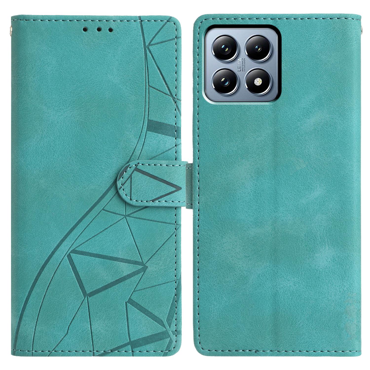 

For Xiaomi 14T Pro Case Wallet Stand Imprinted Triangle Pattern Leather Phone Flip Cover F