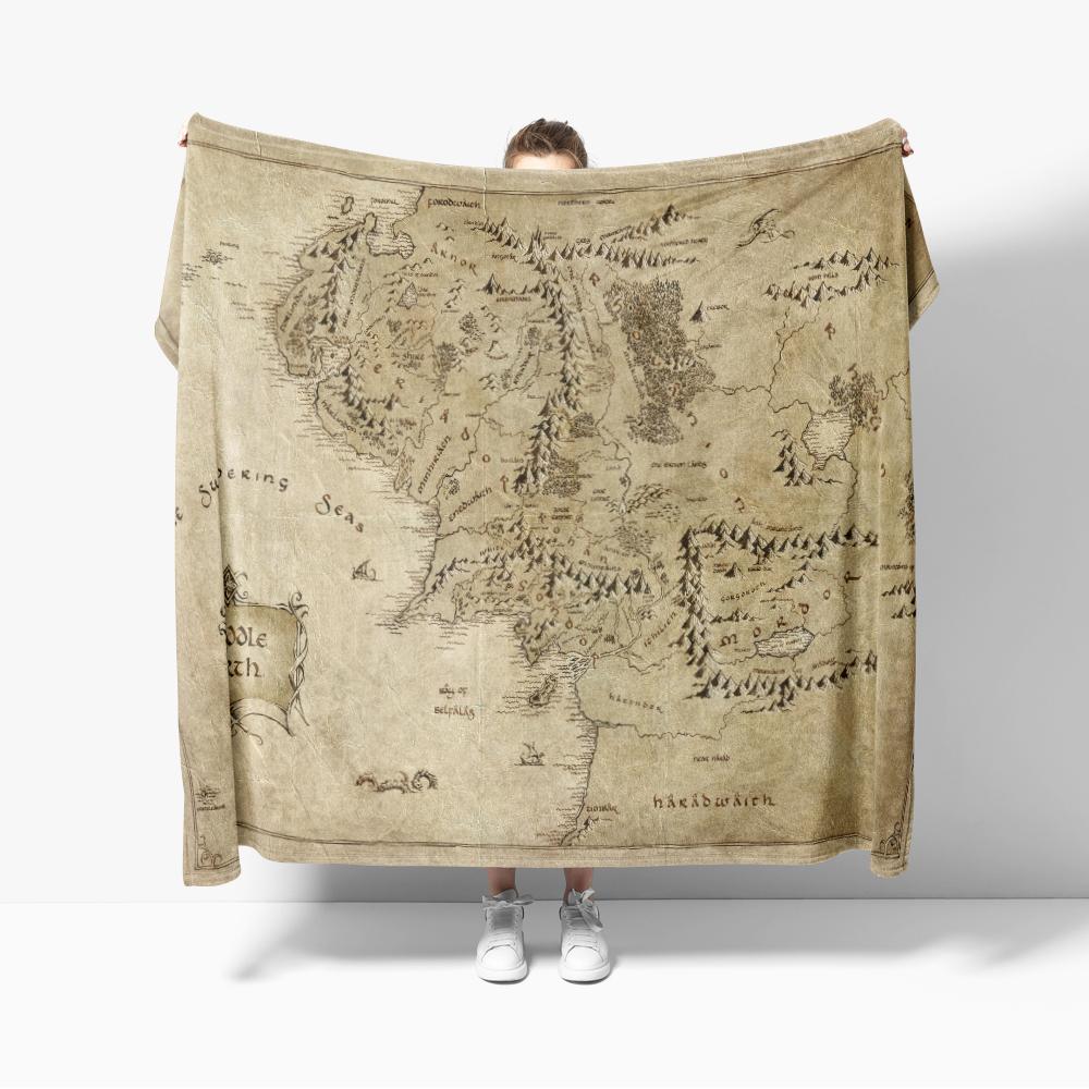 Coperta di Flanella Stampa Mappa TERRA DI MEZZO Coperta Accogliente Morbida Leggera Calda 30x40 pollici 40x50 pollici per Divano Letto