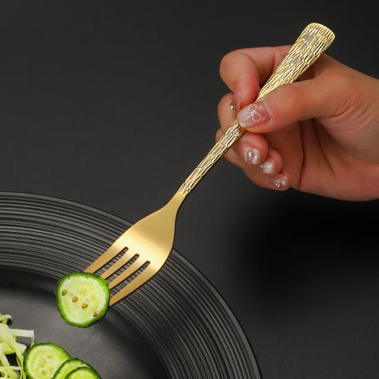 Messer Gabel Löffel Set Edelstahl Besteck Rutschfester Bequemer Griff Steakmesser Dessertlöffel Teegabel für Westliches Essen Spülmaschinenfest