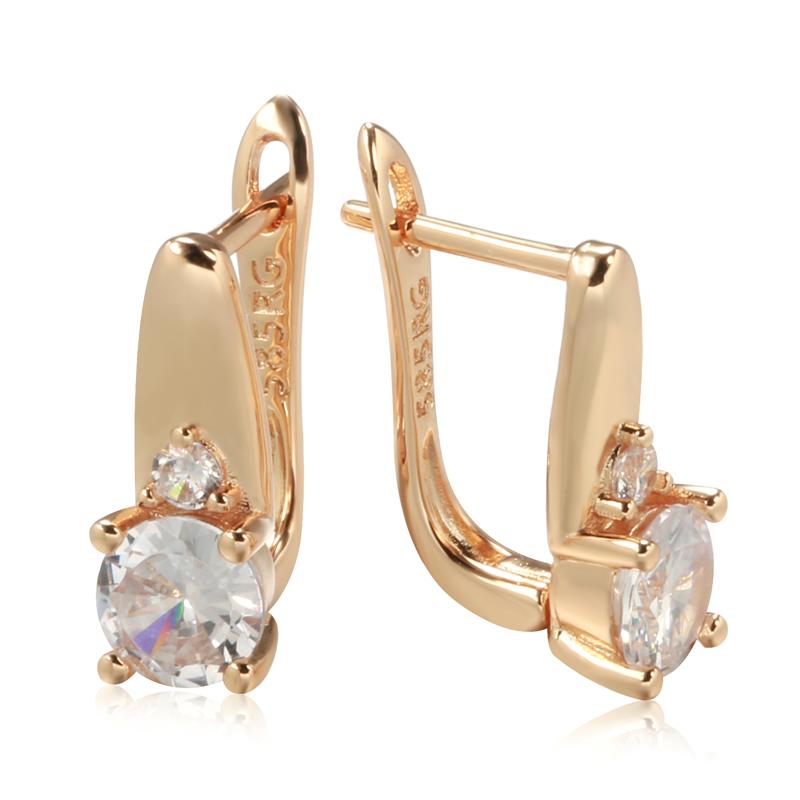 Nouvelles Boucles d'Oreilles Mariée Or Rose Bijoux de Mariage Mode Boucles d'Oreilles Zircon Naturel Pour Femmes Accessoires Simples Quotidien