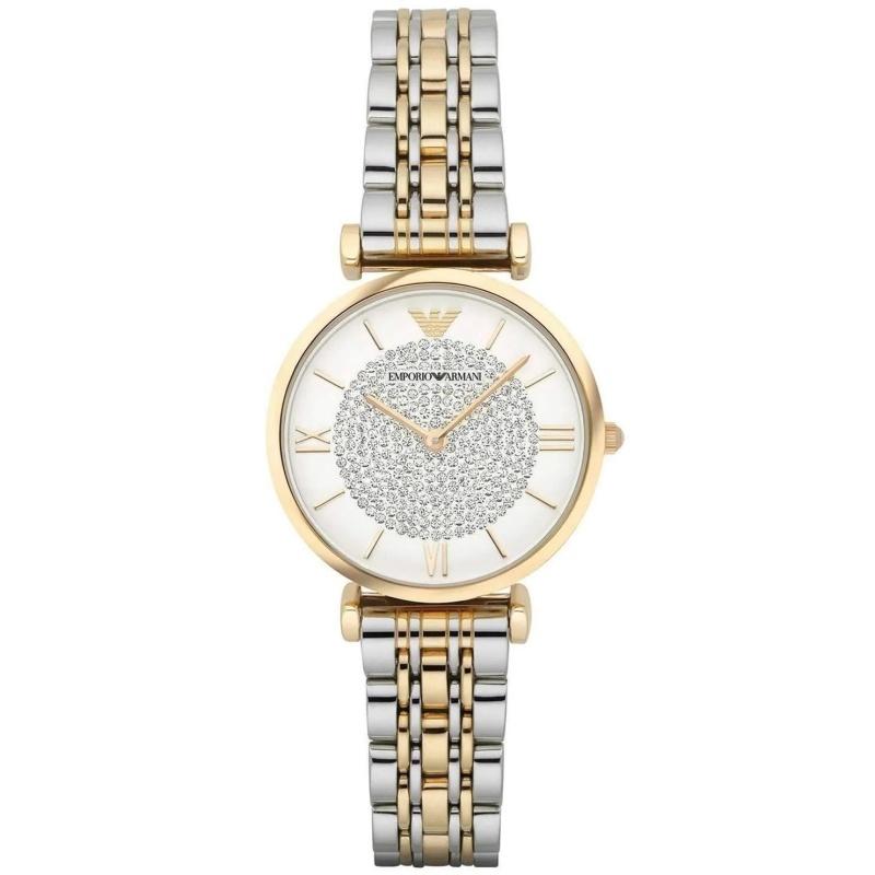 Женские кварцевые часы Emporio Armani Gianni с Т-образным браслетом, бело-двухцветные, AR8031 белый