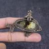 Natural Septarian Gemstone Handmade Copper Fish Wire Wrap Pendant 2.01" q9e72