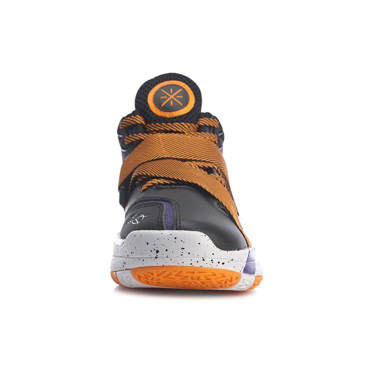 Li Ning All City Premium Wade Series Shock Absorption Mid-Top Basketball Shoes Kids Basketball Shoes Black Orange YKBQ038-5