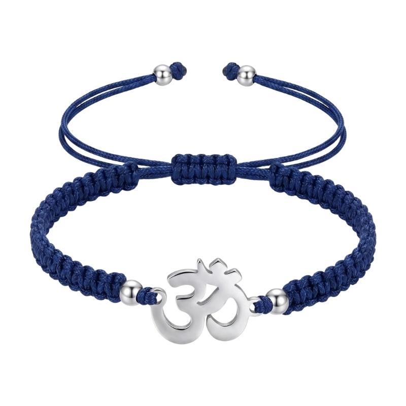 Symbool Hanger Verstelbare Gevlochten Armband, Schuifknoop Polsketting voor Casual Dagelijkse Styling met Stalen Detail