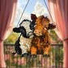 2D Acrylic Highland Cattle Hanging Ornament, Stained Glass Effect Farmhouse Wall Decor with Metal Chain, UV Printed Sun Catcher for Window Light