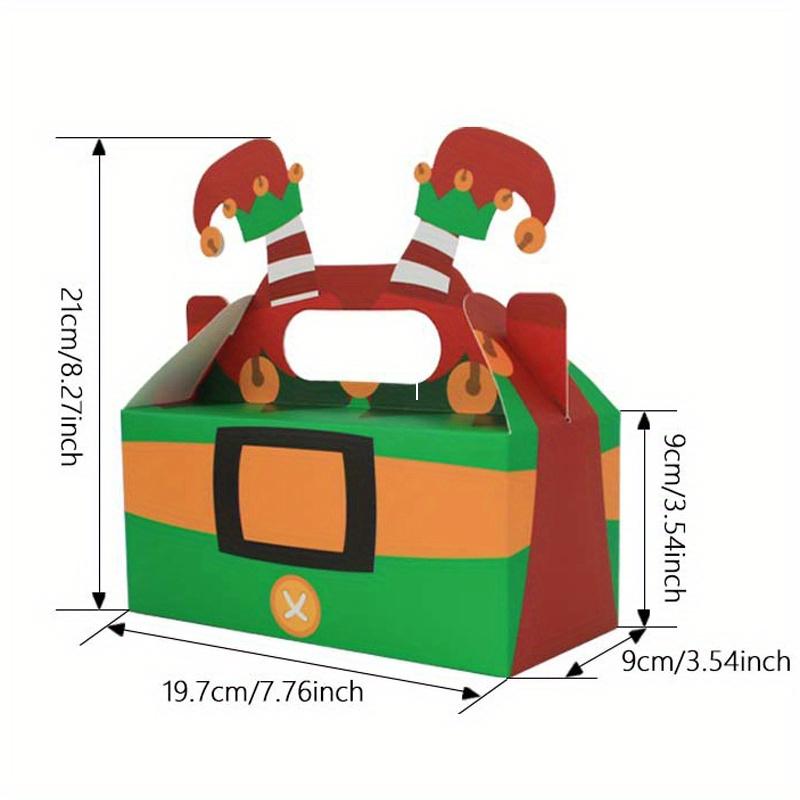 Christmas Small Gift Boxes Cardboard Goodie Treat Boxes Easy To Assemble Paper Boxes for Kids Santa Claus Party Favors Supplies