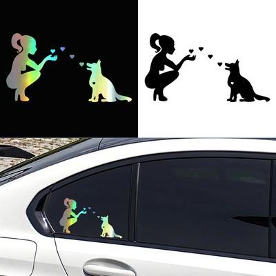 G182 German Shepherd Lady Loves Dog Die-Cut Vinyl Decal Car Sticker Waterproof Auto Decors On Car Body Bumper Rear Window