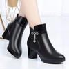 Mom winter shoes high heels short boots 2025 autumn new thick heel thick sole velvet warm women's versatile cotton boots