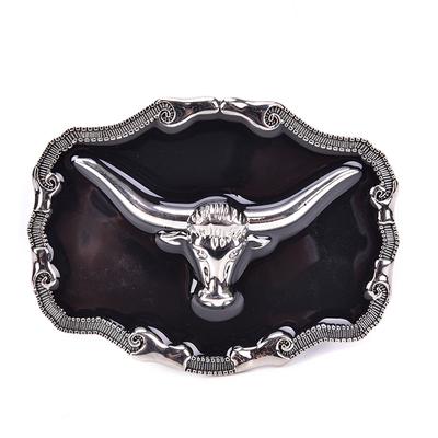 Retro Rhinestone Belt Buckle Long Horn Texas Bull Cowboy Rodeo Accessories