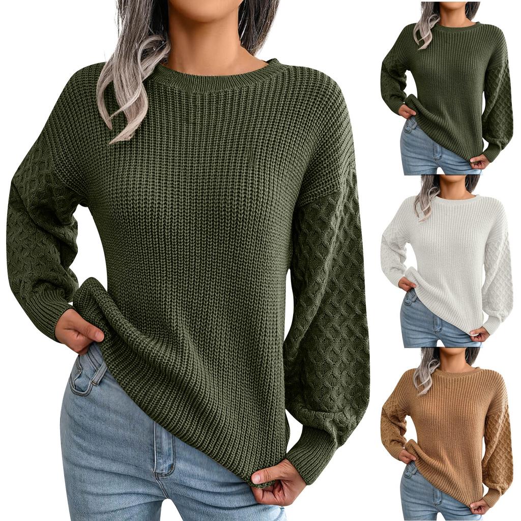 Women's Casual Long Sleeve Knit Sweater Loose Pullover And Thick Knit Sweater