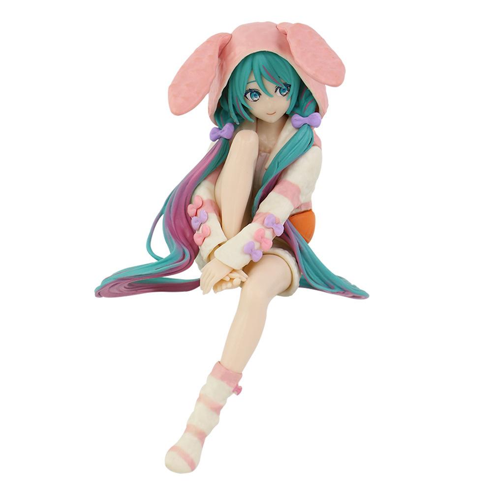 14cm Hatsune Miku Anime Anime Action Figure Rabbit Ear Pajamas Model Toy Toy PVC Collection Ornaments Decoration Gifts