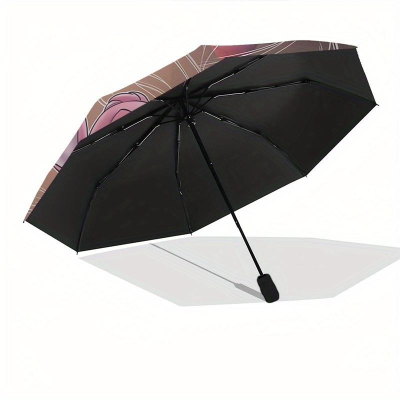 Stitch,Love Automatic Folding Umbrella - Simple 8-Rib Design, Bright Cartoon Pattern, Durable Iron Frame, Suitable For Travel, Outdoor, Beac