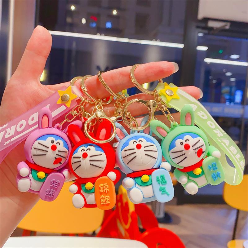 Cute Lucky Jingle Cat Doraemon Keychain Bag Pendant Car Keychain Gift