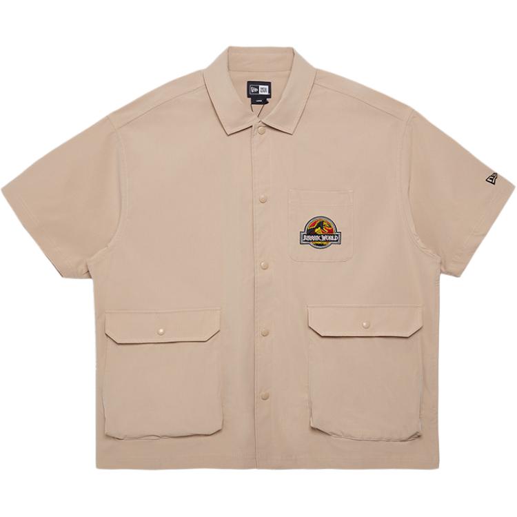 New Era Jurassic World Series Button Big Pocket Short Sleeve Shirt Unisex shirts Khaki 14341269
