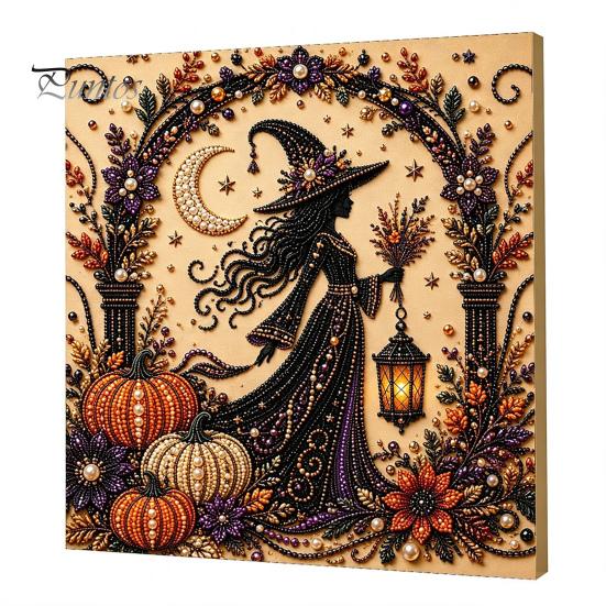 Ghost Pumpkin Art Craft Halloween Faux Pearl Kit, 3D Painting DIY Spooky Gem for Beginners Cute Set Adults, Autumn Home Wall Decor Crafting