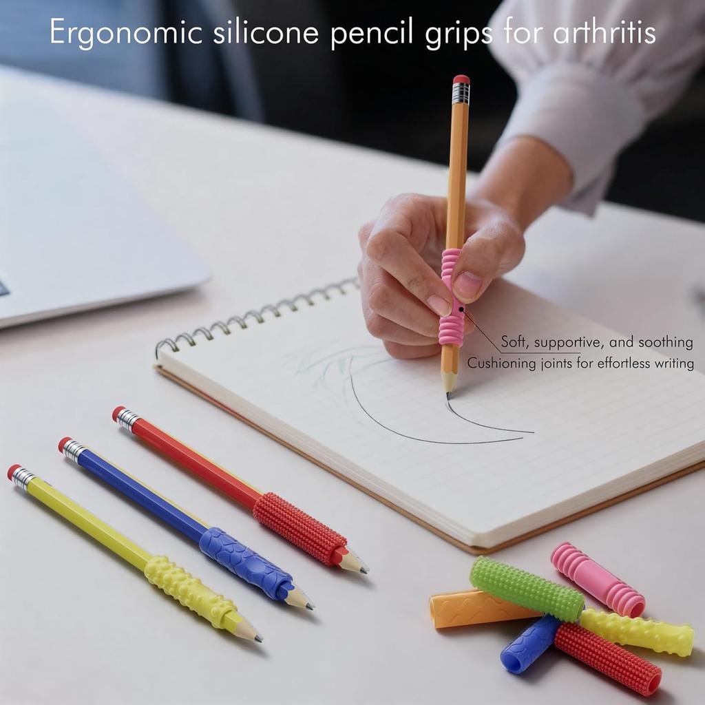 Sensory Textured Silicone Fidget Toys, 24PCS Four Sizes Pencil Grips for Kids Handwriting,Classroom School Education Tool for Stress Anxiety ADHD &