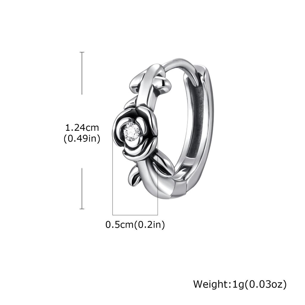 Fashion Chic Rose Fox Hoop Earrings, Silver Color Stainless Steel Small Huggies Earrings, Punk Trendy Hypoallergenic Jewelry
