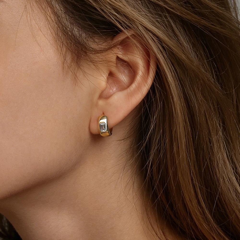 Damila New Trendy Copper 18K Gold Plated Zircon Hoop Earrings Jewelry for Women Girls