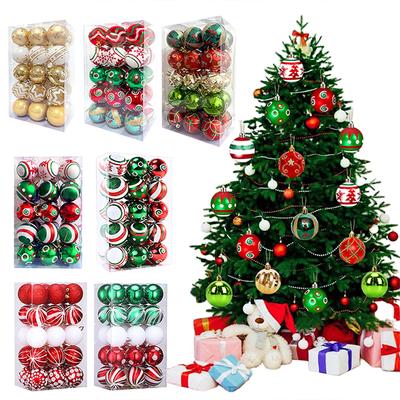 30pc/box Plastic Home Hanging Pendants New Year Sparkling Christmas Balls Gifts Painting Exquisite 6cm