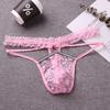 Lace Sheer Sissy Pouch Panties Men Sexy Thong Tanga Hombre Gay Crossdress Lingerie G String Rhinestone Bugle Pouch Underpants