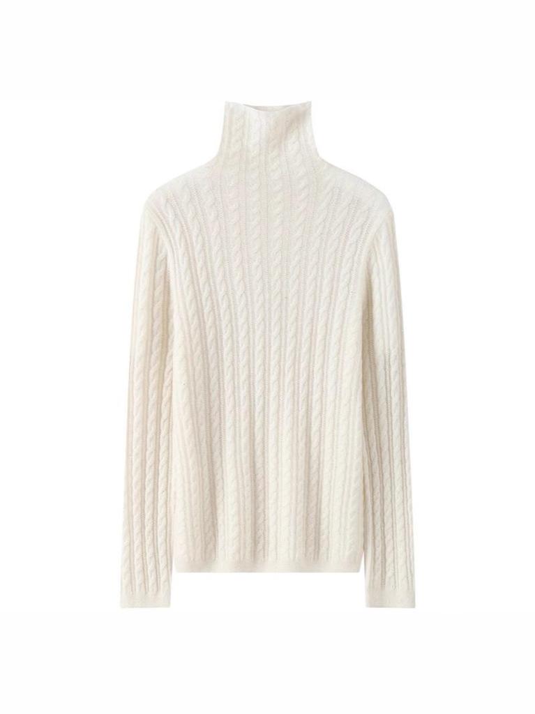 Women's Cashmere Mock Neck Sweater - Solid, Versatile Base Layer for Autumn/Winter, Twelve Gauge Knit Pullover