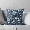 Navy and White Cherry Blossom Pattern Throw Cushions & Pillows Without Core