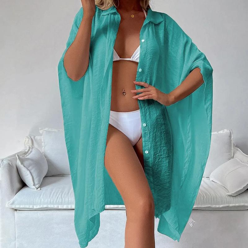 Letní volný kardigan ochrana proti slunci sarong žena bikini zakrytí plavky jednobarevné plážové oblečení zakrytí plavky dámské kimono šaty