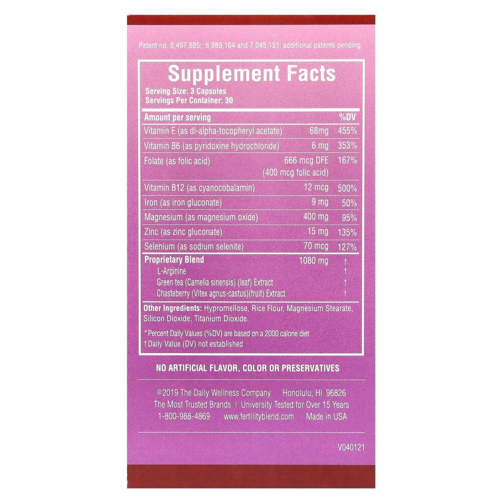 Daily Wellness Company Women's Fertility Blend Veggie Capsules, 90 Counts