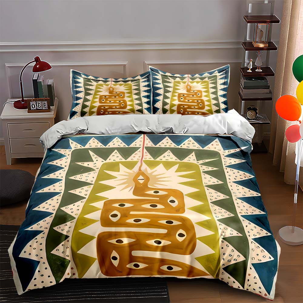

Snake-themed geometric. Bedding Duvet cover sets Duvet covers Pillowcases gifts (1 * Duvet Cover 2 * Pillowcases, without duvet insert) 135x200cm