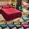 Bed Skirt Non-slip Mattress Cover Bedsheet Bedspread Solid Color Bed Skirt Ruffled Bed Skirt 1pcs Cover Bedroom Bed Cover