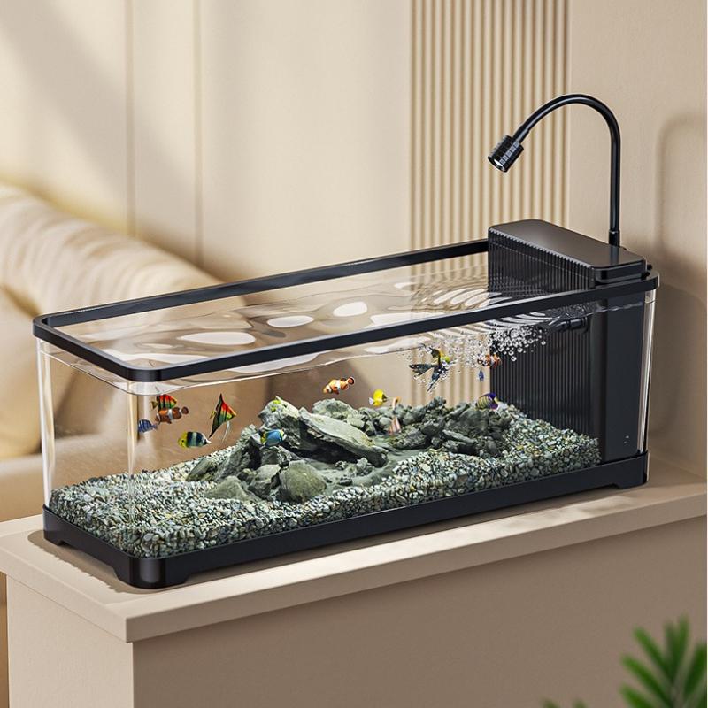 Acquario Stream in Acrilico da Scrivania Eco Filtro Laterale Acquario Paesaggistico Trasparente Simulazione Fiume Arredamento Acquatico Moderno per la Casa