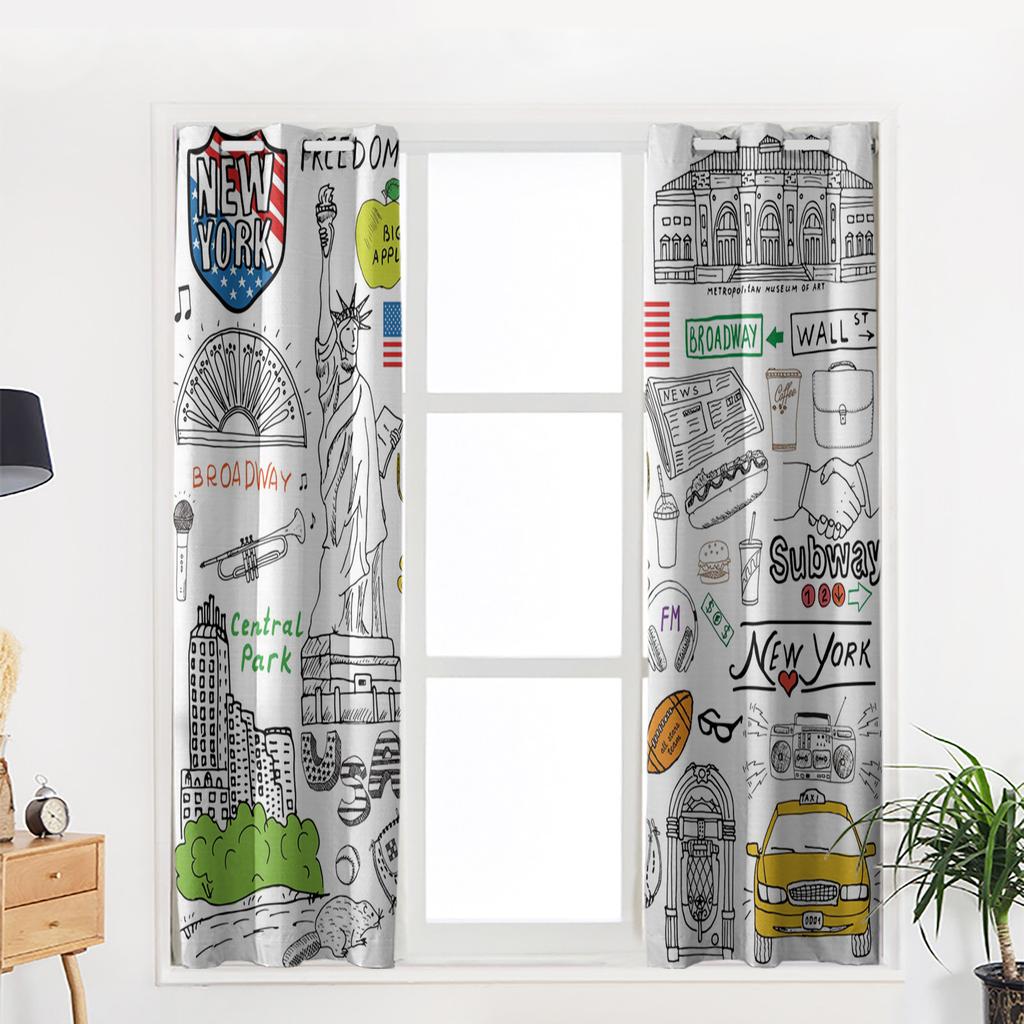 New York Záclony do oken Ložnice Kuchyň Závěsy Panel Domácí dekorace Záclony do obývacího pokoje