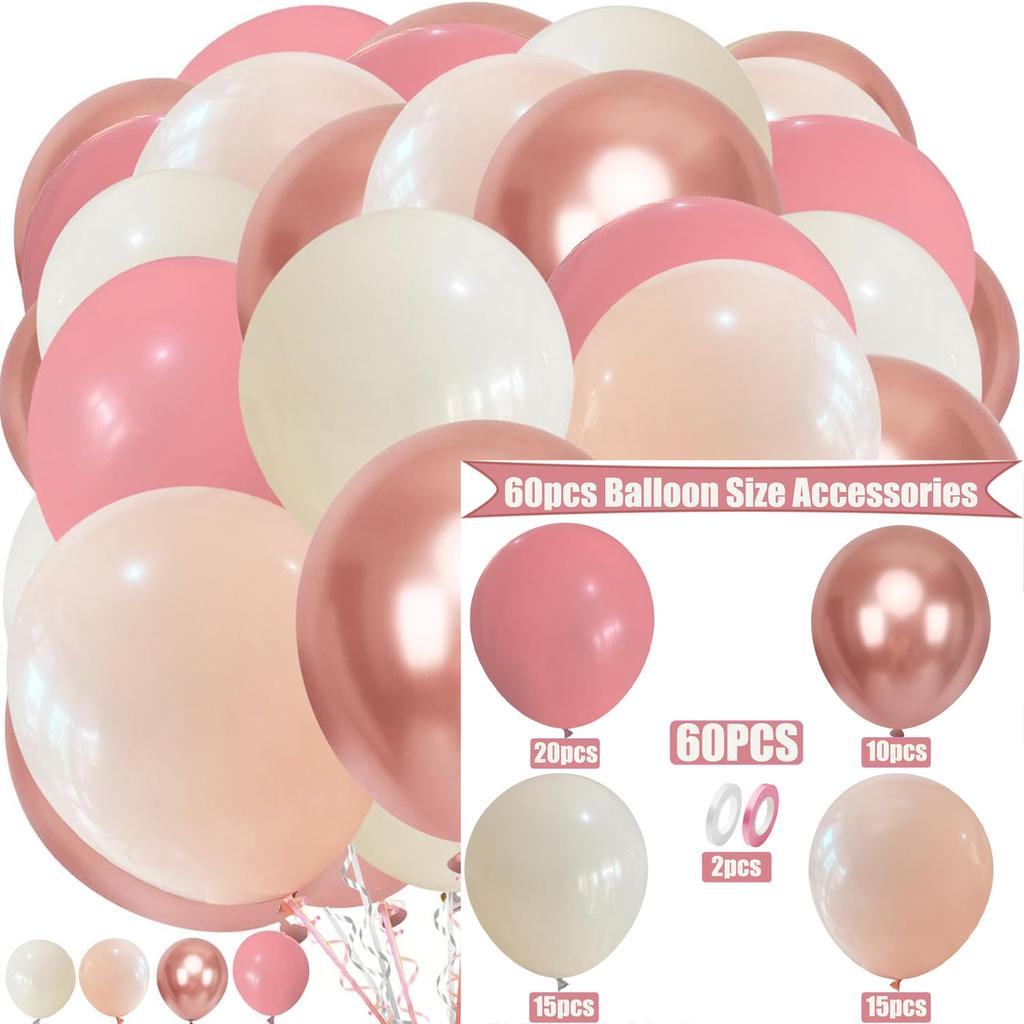 12inch 60pcs blue pink and purple balloon set, with confetti, suitable for weddings, birthdays, themed parties,home gatherings