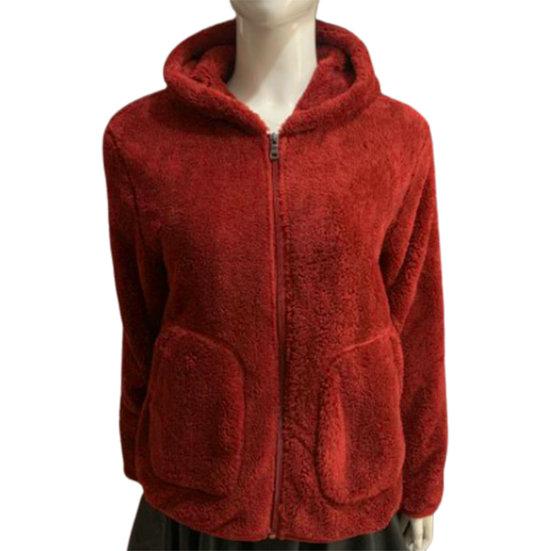 Giacca autunno inverno calda in pile polare con cappuccio a maniche lunghe con cerniera tasche con abbottonatura felpa ispessita cappotto in peluche tinta unita