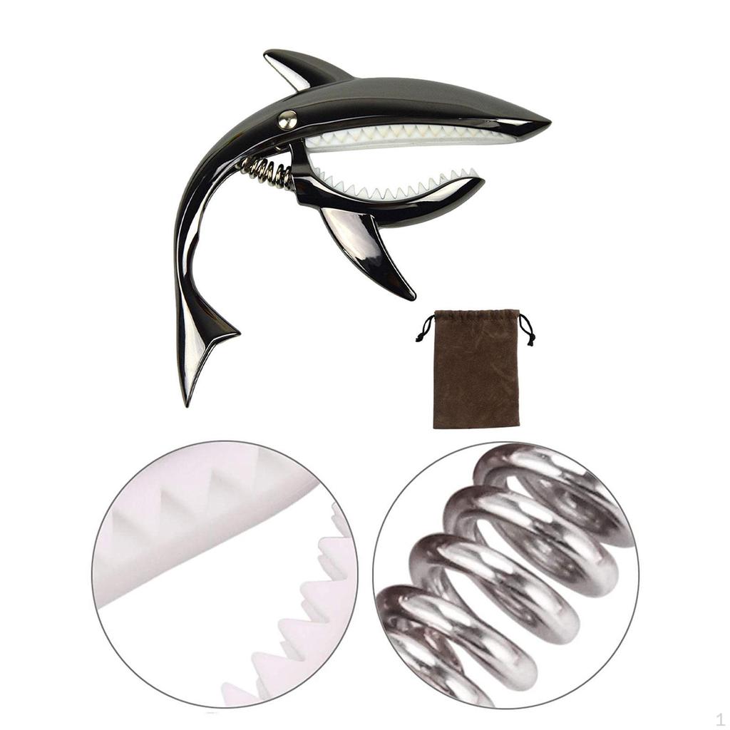 Guitar Capo Cute Shaped with Storage Pouch Zinc Alloy Tone Clip Spring for Acoustic Bass
