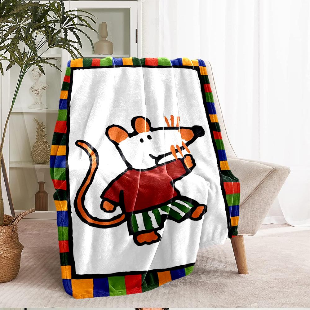 Maisy Mouse Theme Printed Blanket - Perfect for Couch, Bed, Travel & Outdoor Use | Machine Washable, Cozy & Durable.