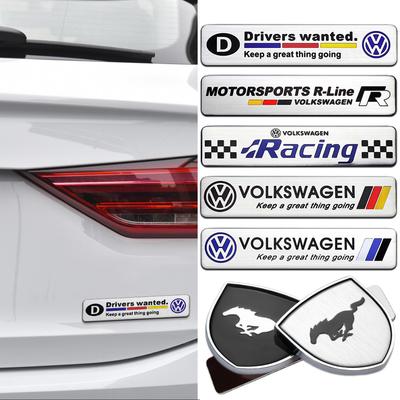 SVLHP1 Aluminum Car Body Door Trunk Sticker Badge Decor Auto Accessories For VW Rline Motor Sport Golf MK6 Polo CC Tiguan R For Mustang B2