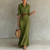 ZANZEA Women Casual Turn Down Collar Solid Color Long Sleeve Loose Long Shirt Dress