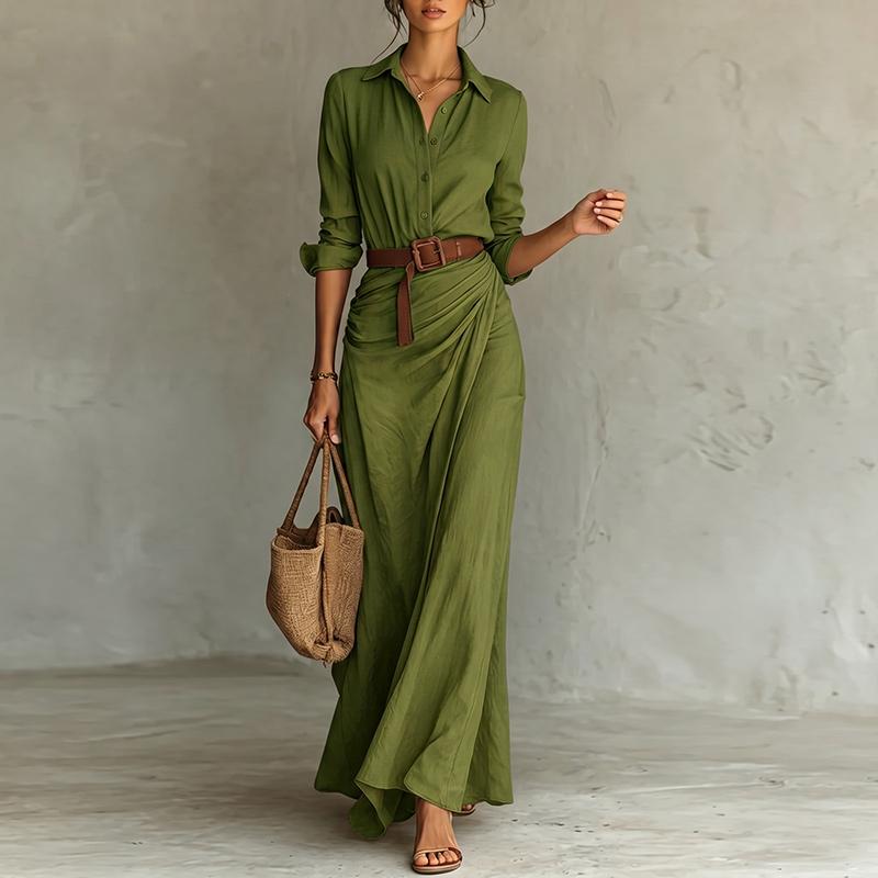 ZANZEA Women Casual Turn Down Collar Solid Color Long Sleeve Loose Long Shirt Dress