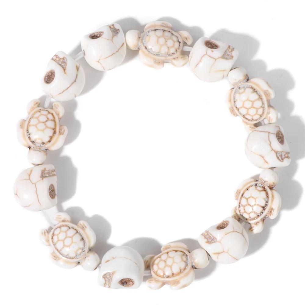 

Гарячий Розпродаж Браслет з Намистин Морські Черепахи Бірюзовий Череп Еластичний Браслет Стретч Жіночий Чоловічий Дружба Літо Пляжна Ювелірна Прикраса Подарунки