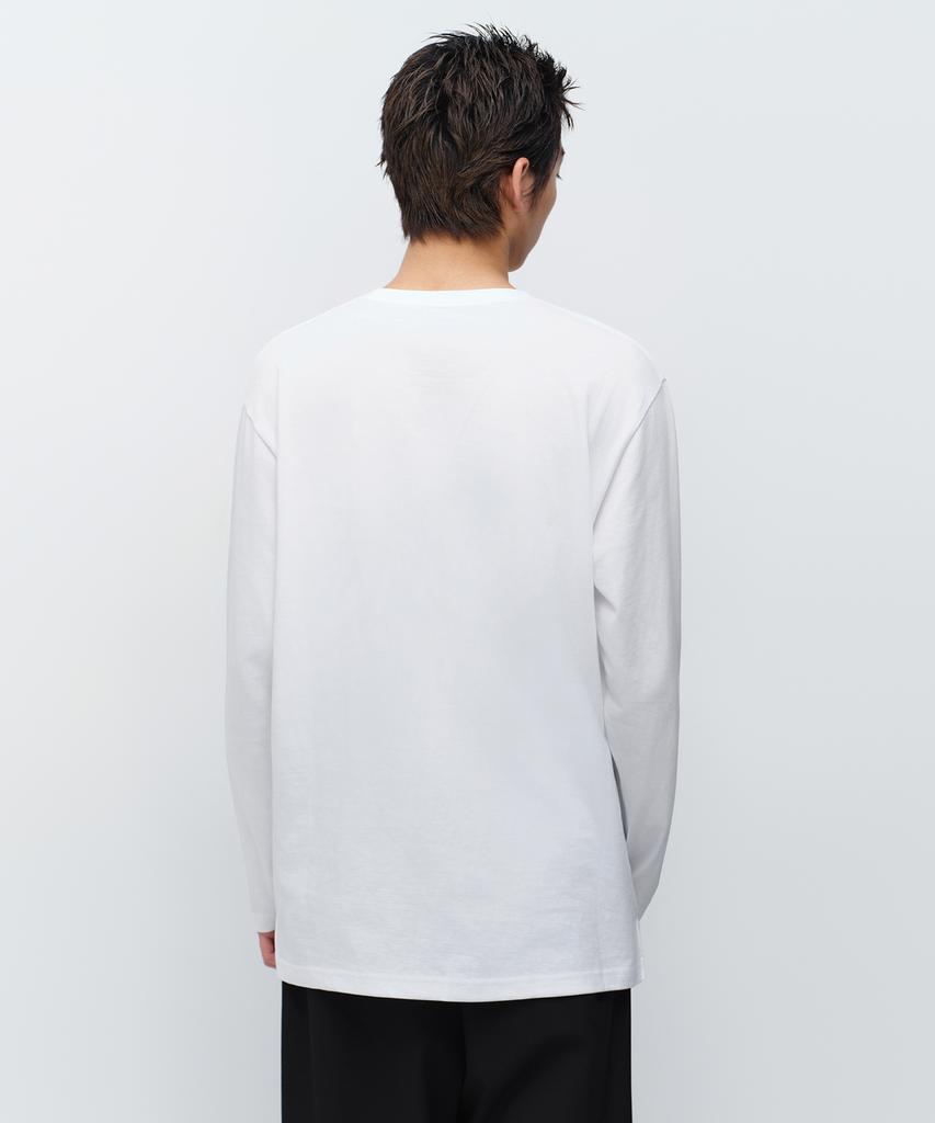MUSINSA STANDARD Layered Crew Neck Long Sleeve T-Shirt_Regular Length [White]
