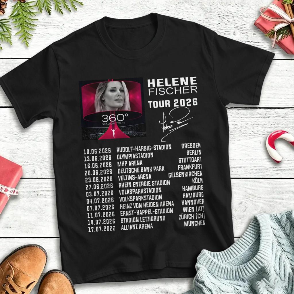 Unisex T-Shirts Helene Fischer 360° Stadiontour Freizeit Baumwolle T-Shirt Kurzarm T-Shirt Rundhals Kleidung 4XL 5XL 6XL