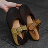 Cowhide version~ soft sole soft surface travel wear single shoes women 2025 new flat bottom Birkenstocks women's shoes flat heel strap shoes