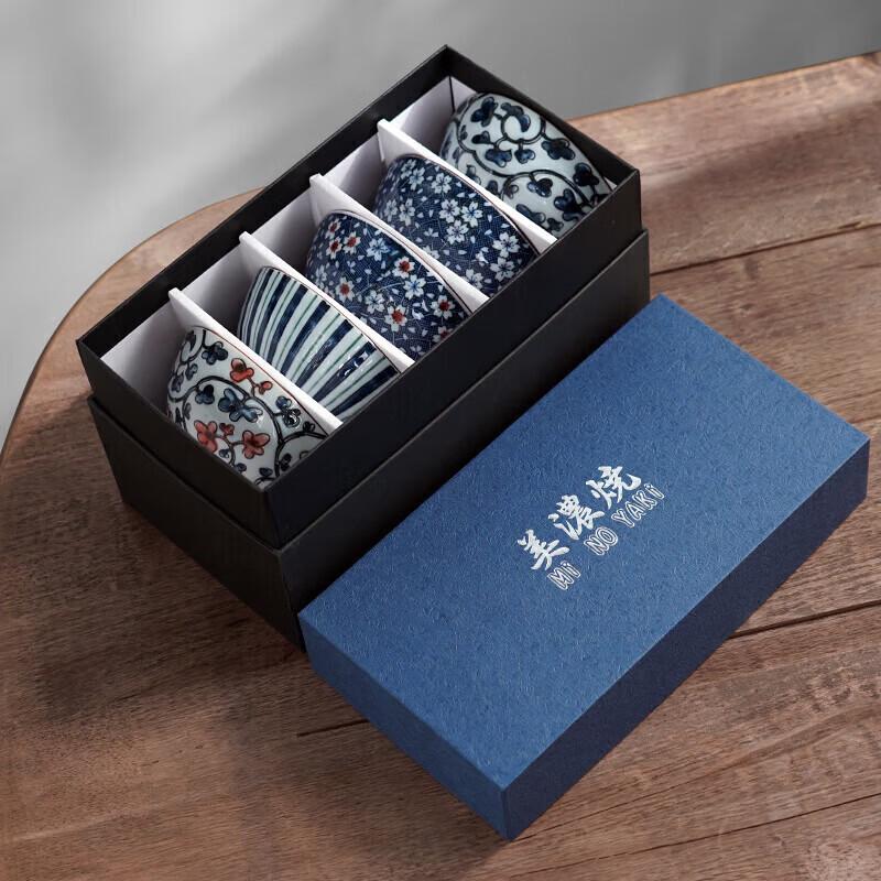 Японский набор из 5 высоких мисок Арабеск Mino Yaki