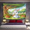 Cute Bunny Eating Carrot In Garden Pattern Wall Hanging Tapestry Decorative Tapestry Home Decor for Bedroom and Living Room