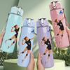 1PC Girl Volleyball Jump Player Print 750ml Color Plastic Sports Water Bottle Leakproof Flip Straw Lid Suitable for Sports Office Home Use