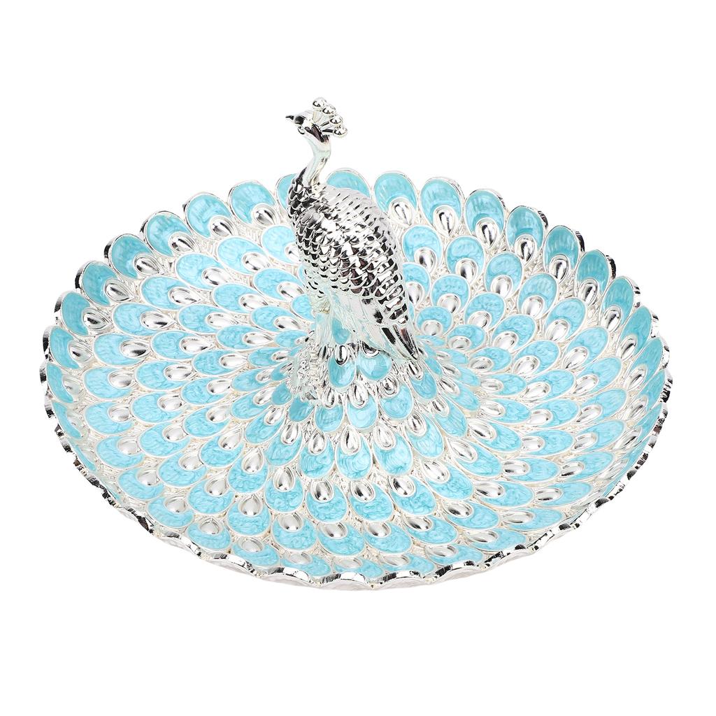Peacock Fruit Tray Zinc Alloy Metal Peacock Plate for Bread Snacks Cakes   Candies