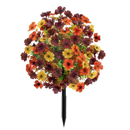 22  Artificial Violet Flower Topiary Ball Tree, UV Resistant Fake Bushes Shrubs with Ground Spike, Plastic Realistic Fake Plants for Porch, Garden,